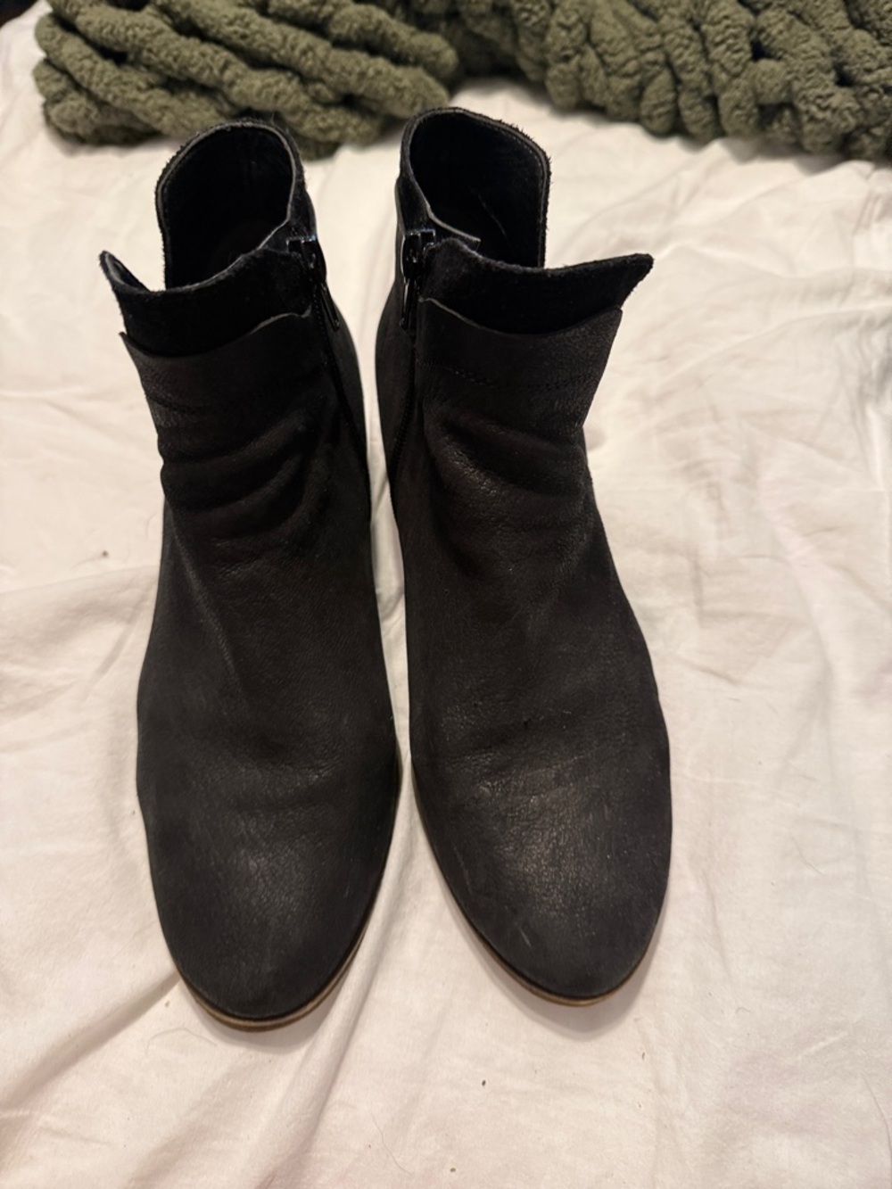 Lucky Brand Black Leather Ankle Booties with Side Zip